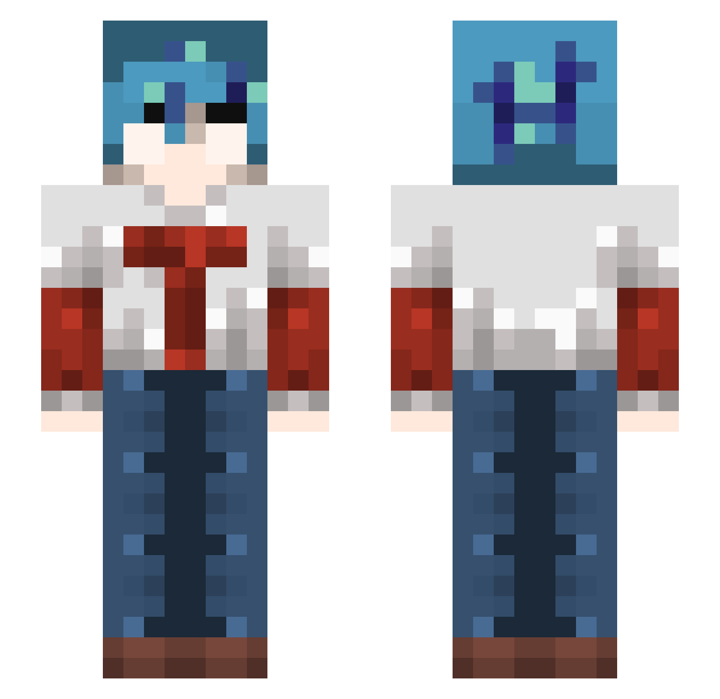 RedlockGamer Minecraft skin, front and back view