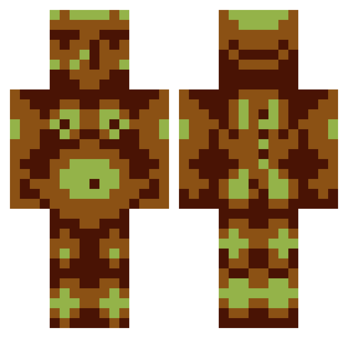 Opisthotonos Minecraft skin, front and back view