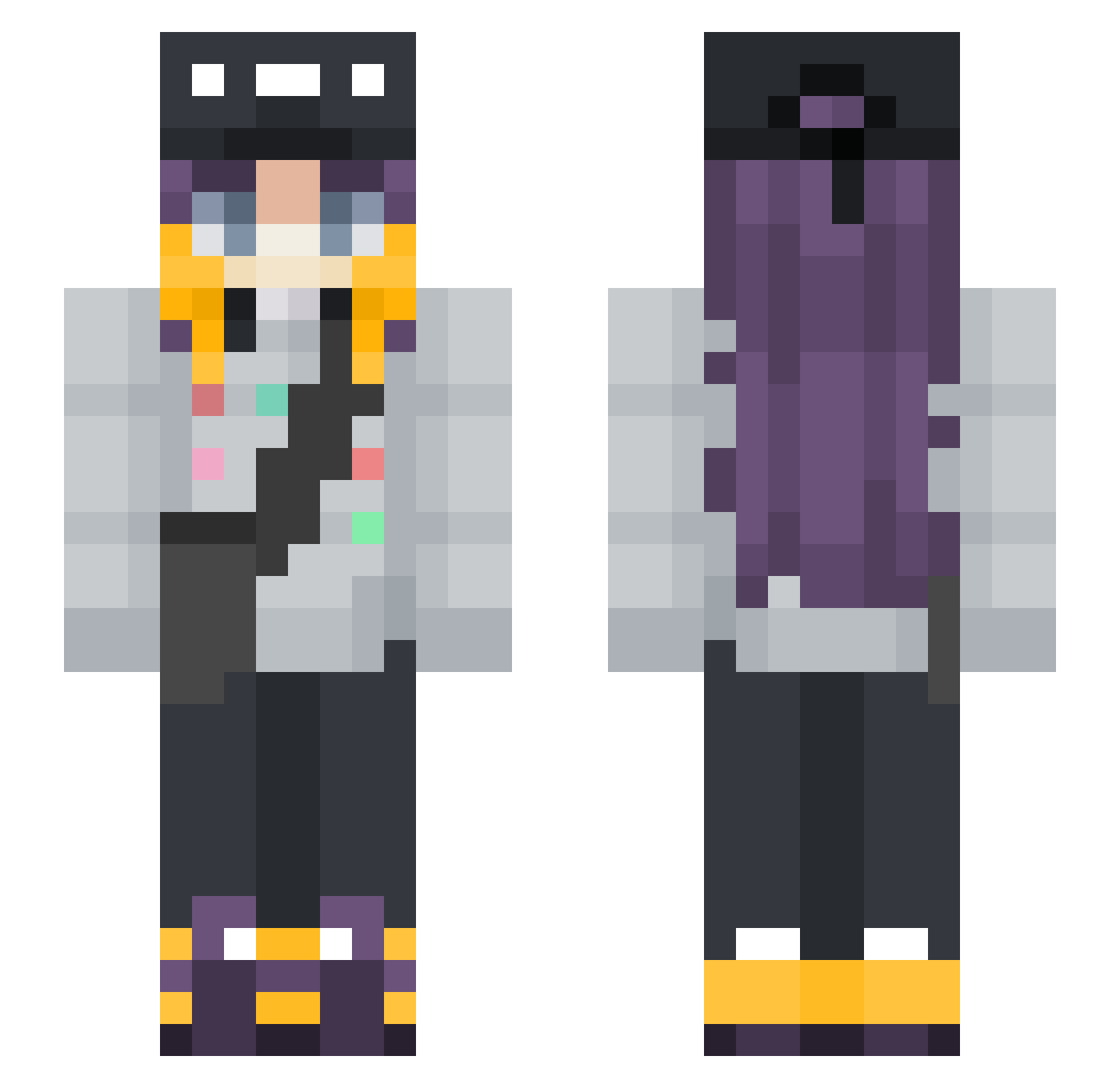AstroSmug Minecraft skin, front and back view