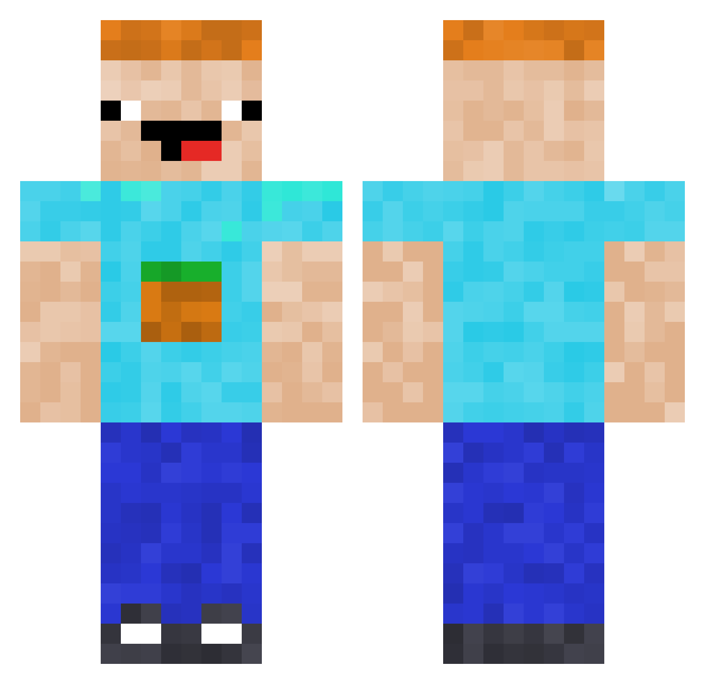 CharcoalCow799 Minecraft skin, front and back view