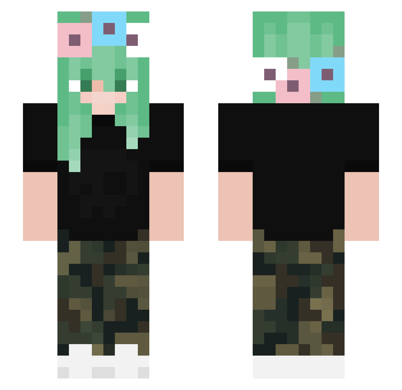 Trainsgender Minecraft skin, front and back view