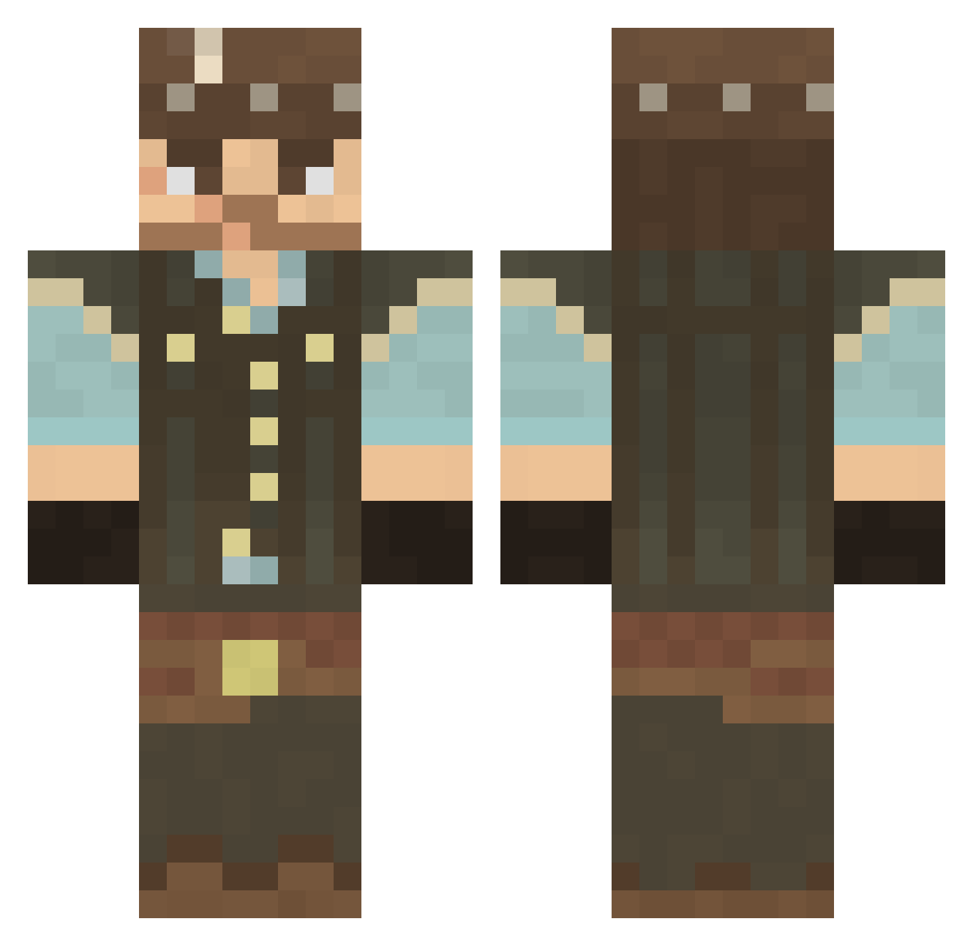 Lunk420 Minecraft skin, front and back view