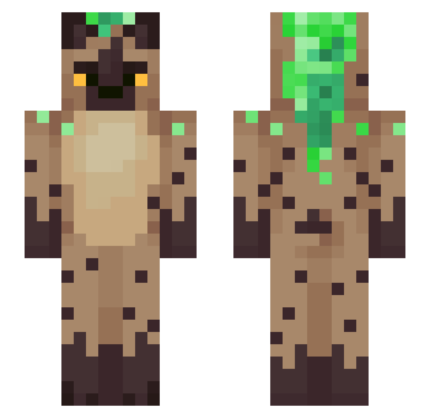plaggato Minecraft skin, front and back view