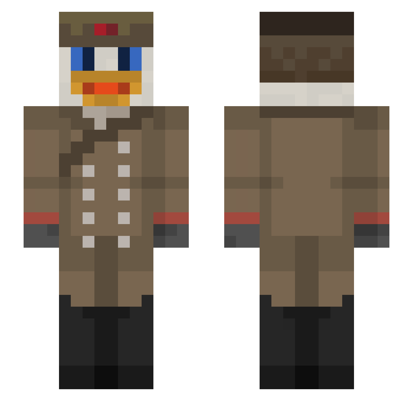 Varkils Minecraft skin, front and back view