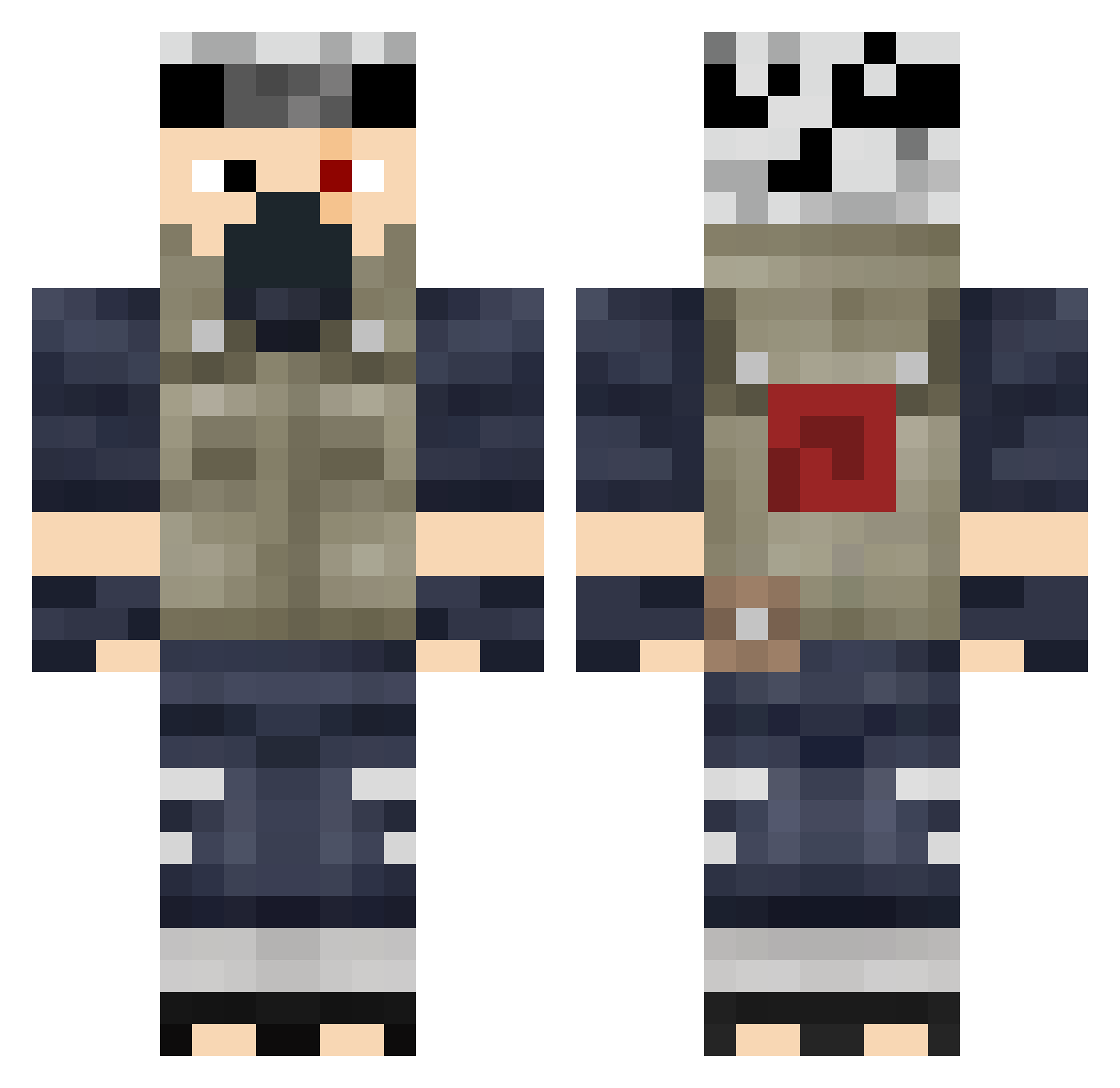 bleedable Minecraft skin, front and back view