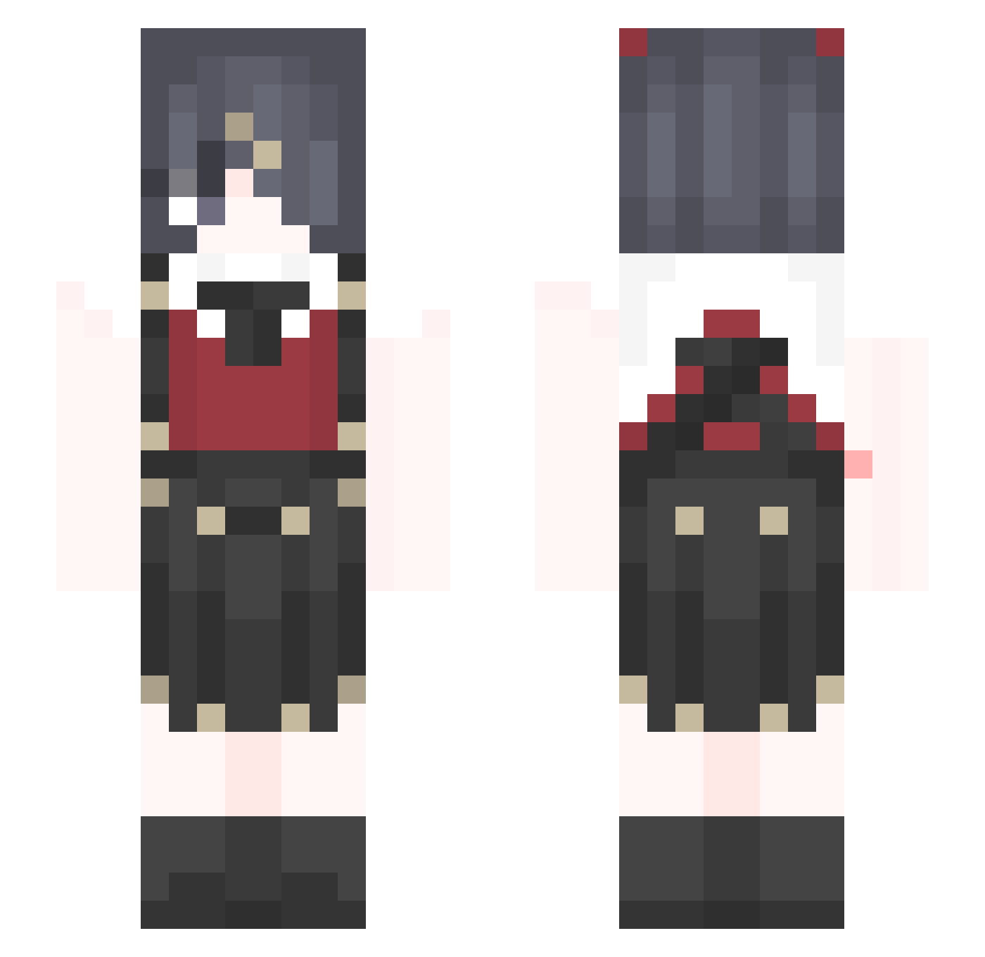 skodmamhtgvfd Minecraft skin, front and back view