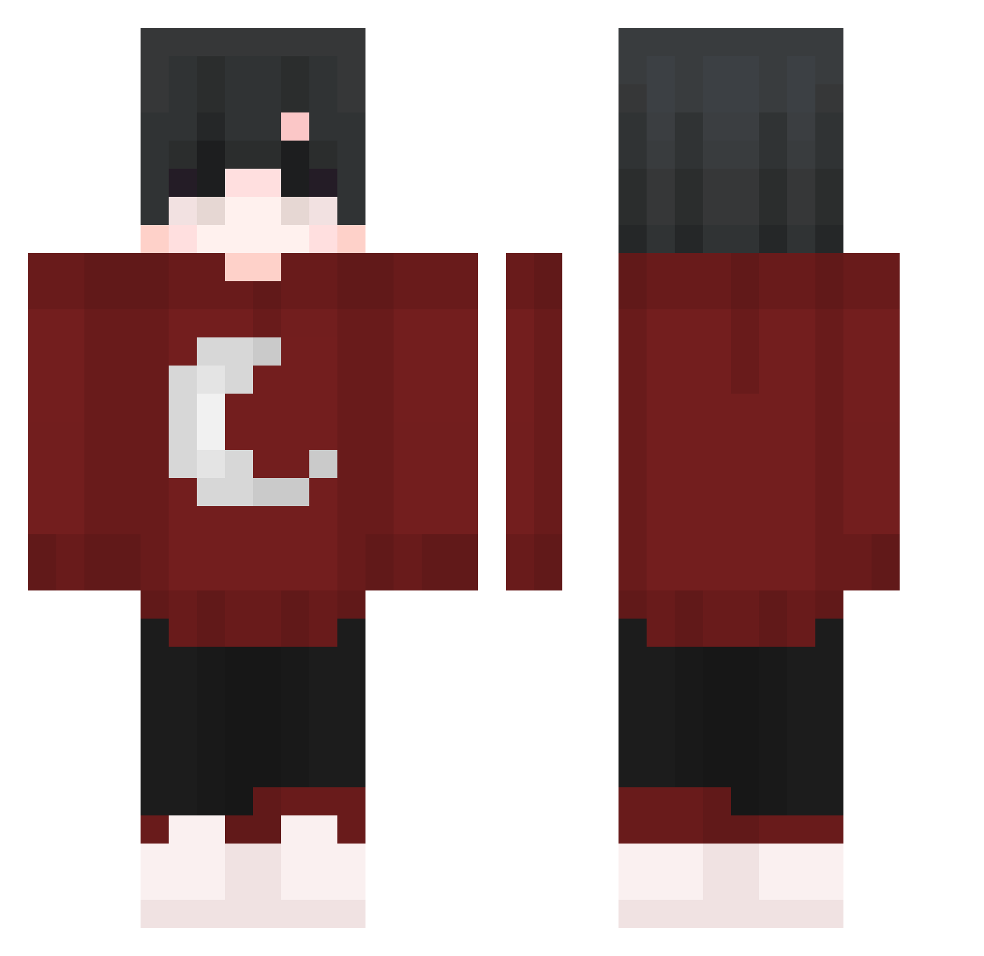 HuntSocietyGames Minecraft skin, front and back view
