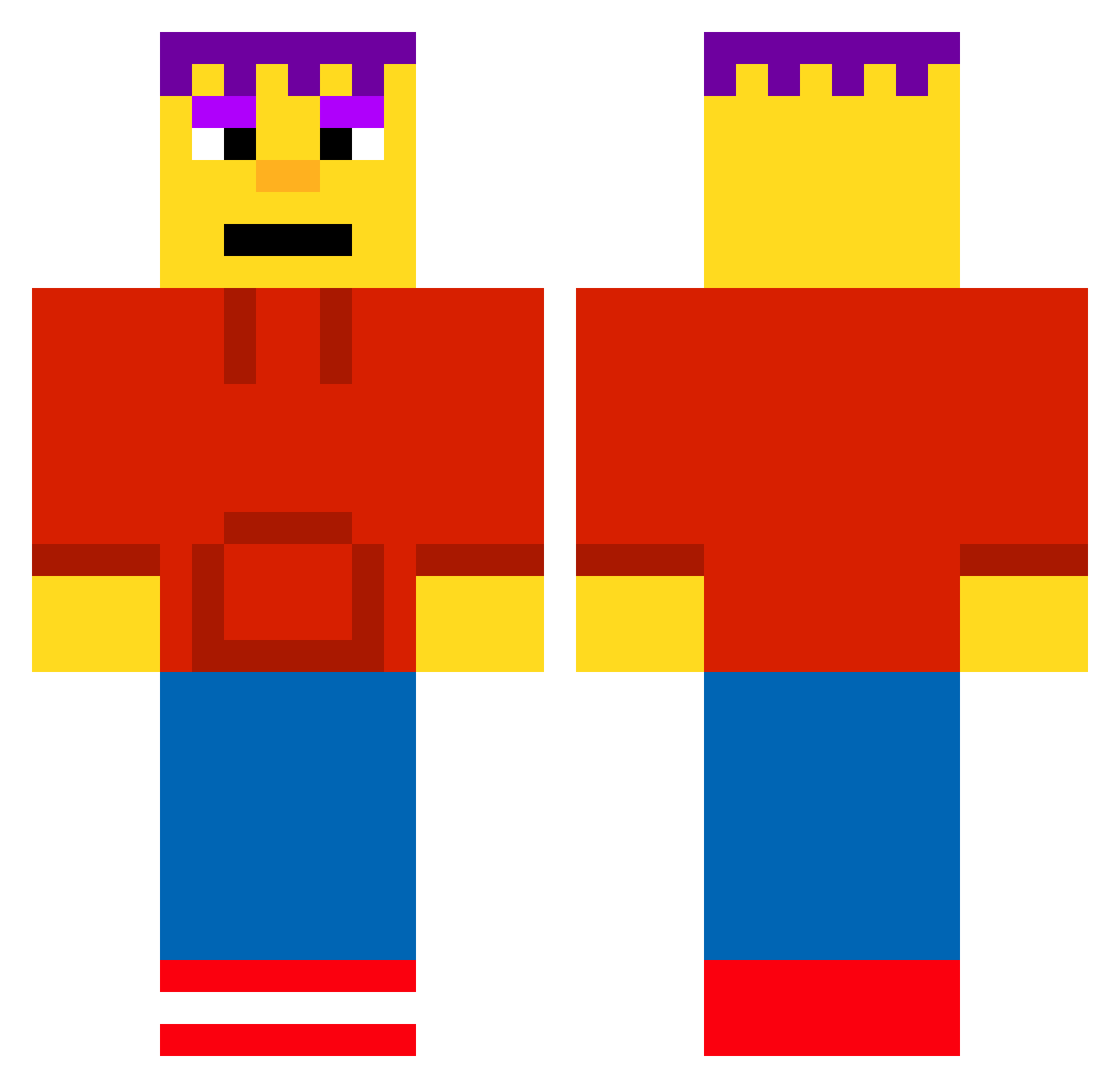 SciencekidSid Minecraft skin, front and back view
