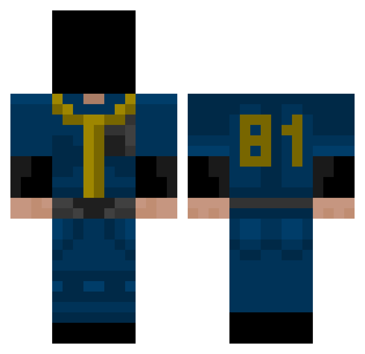 Spitz Minecraft skin, front and back view