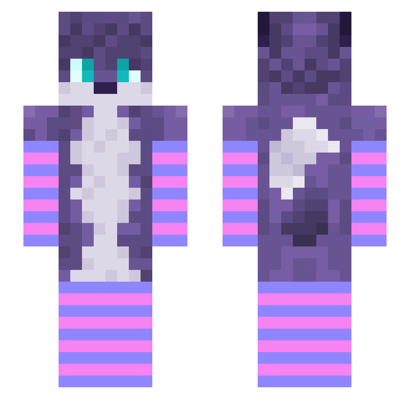 Queexyy Minecraft skin, front and back view