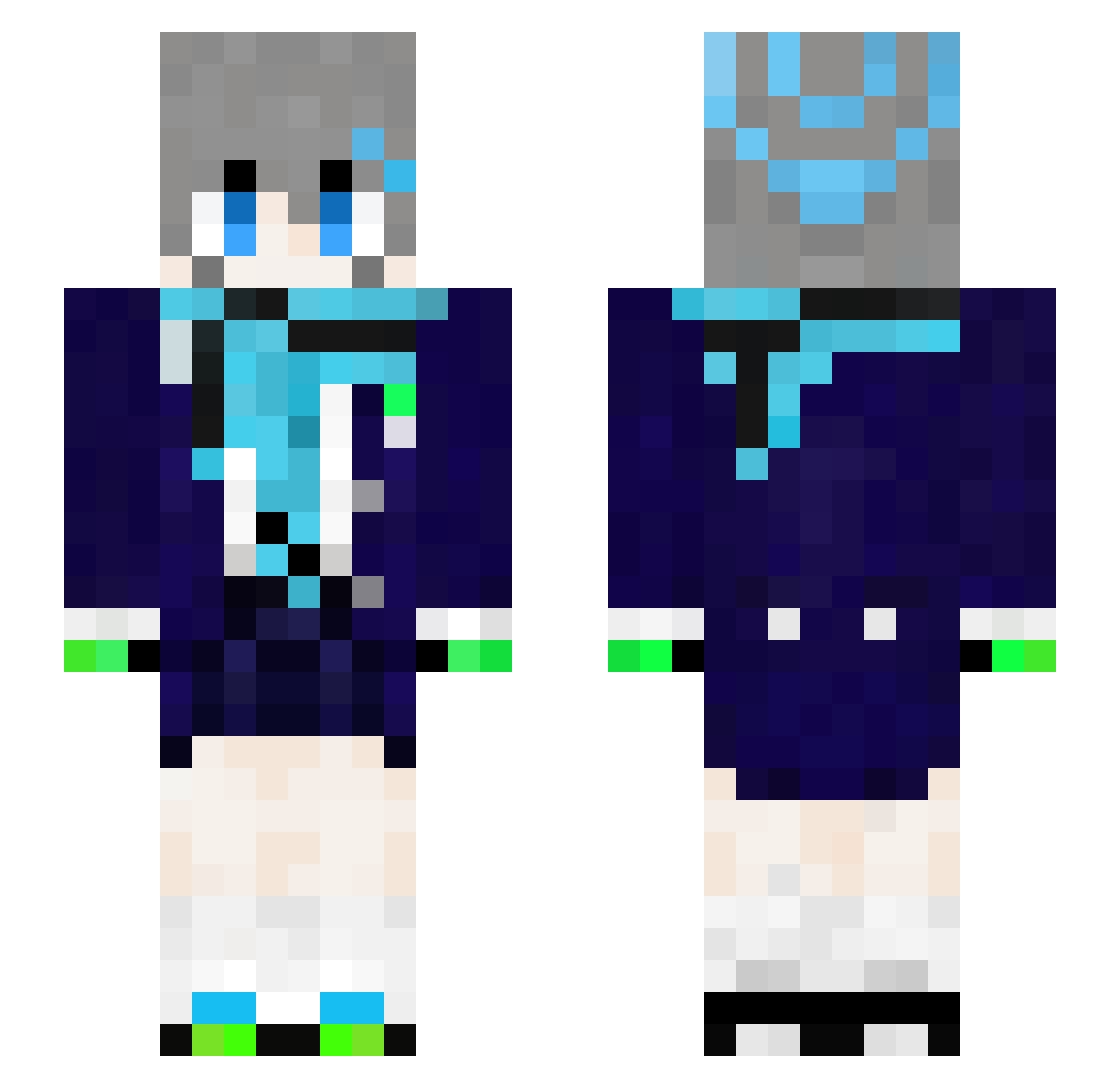 RunMarch Minecraft skin, front and back view