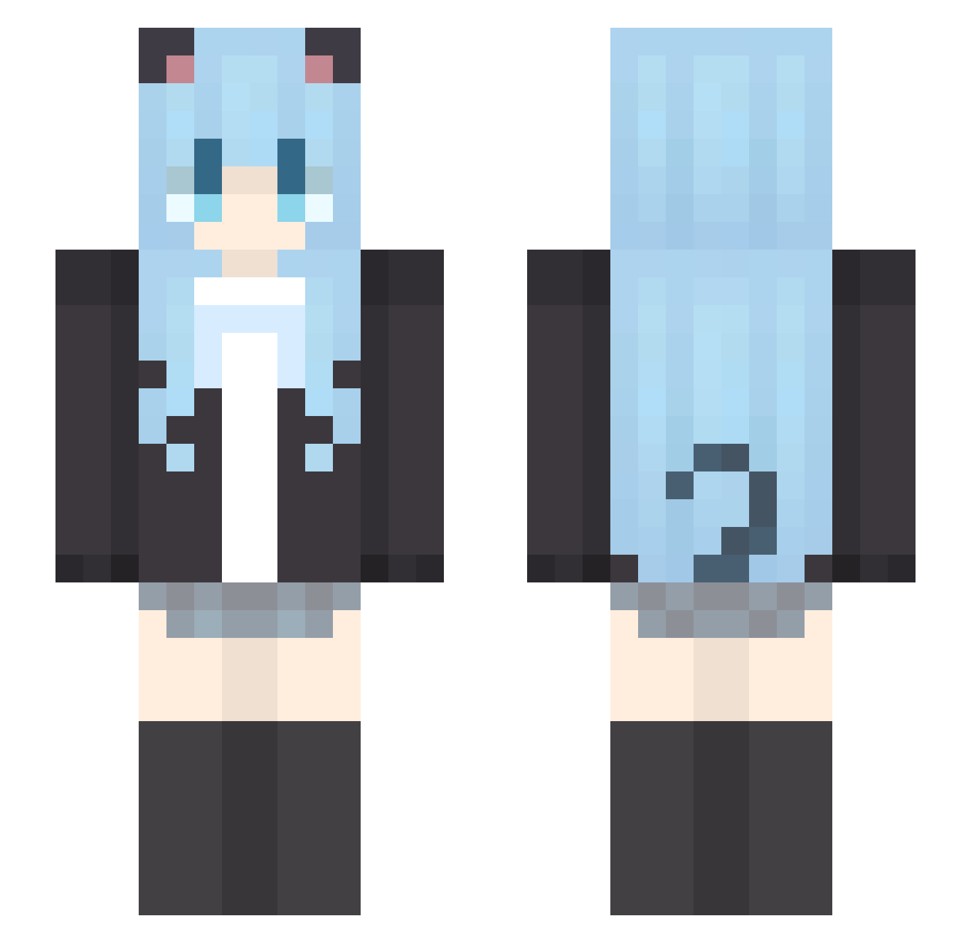 Cat1i Minecraft skin, front and back view