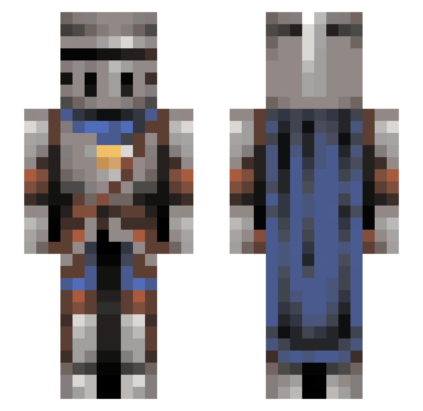 ThePaleHourglass Minecraft skin, front and back view