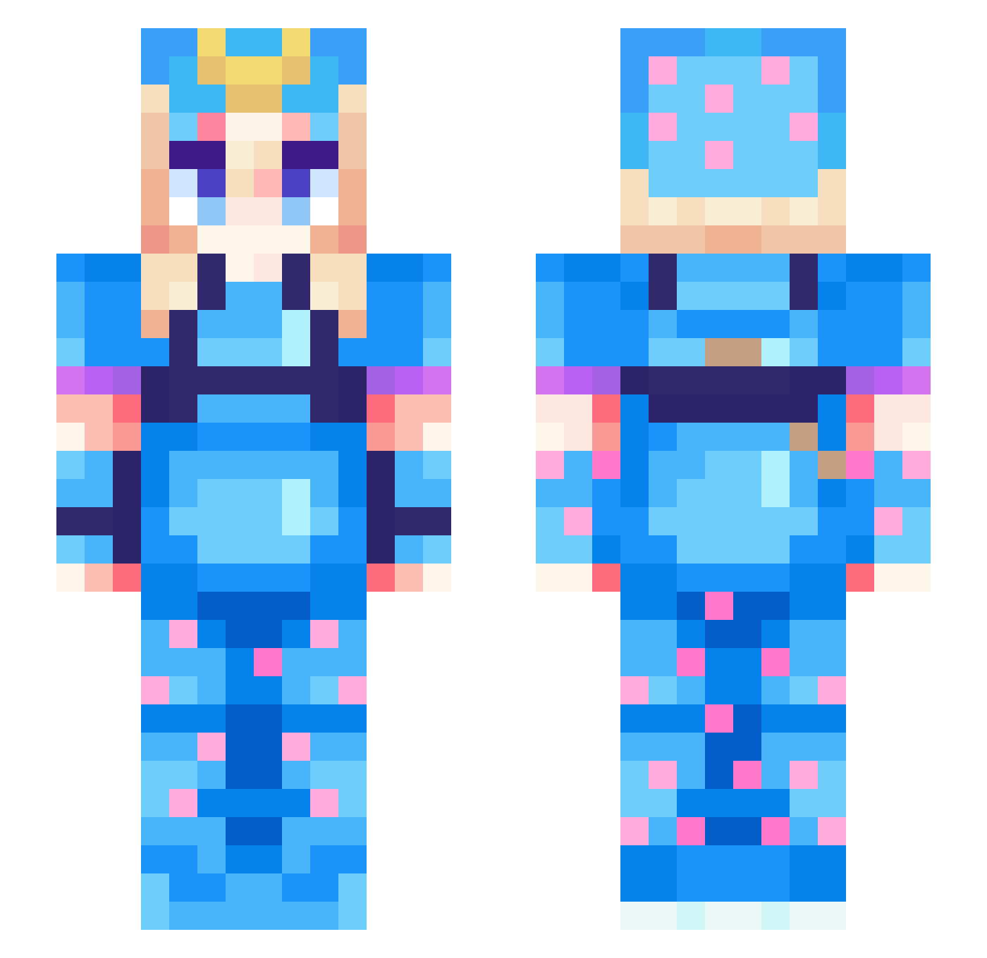3sv Minecraft skin, front and back view
