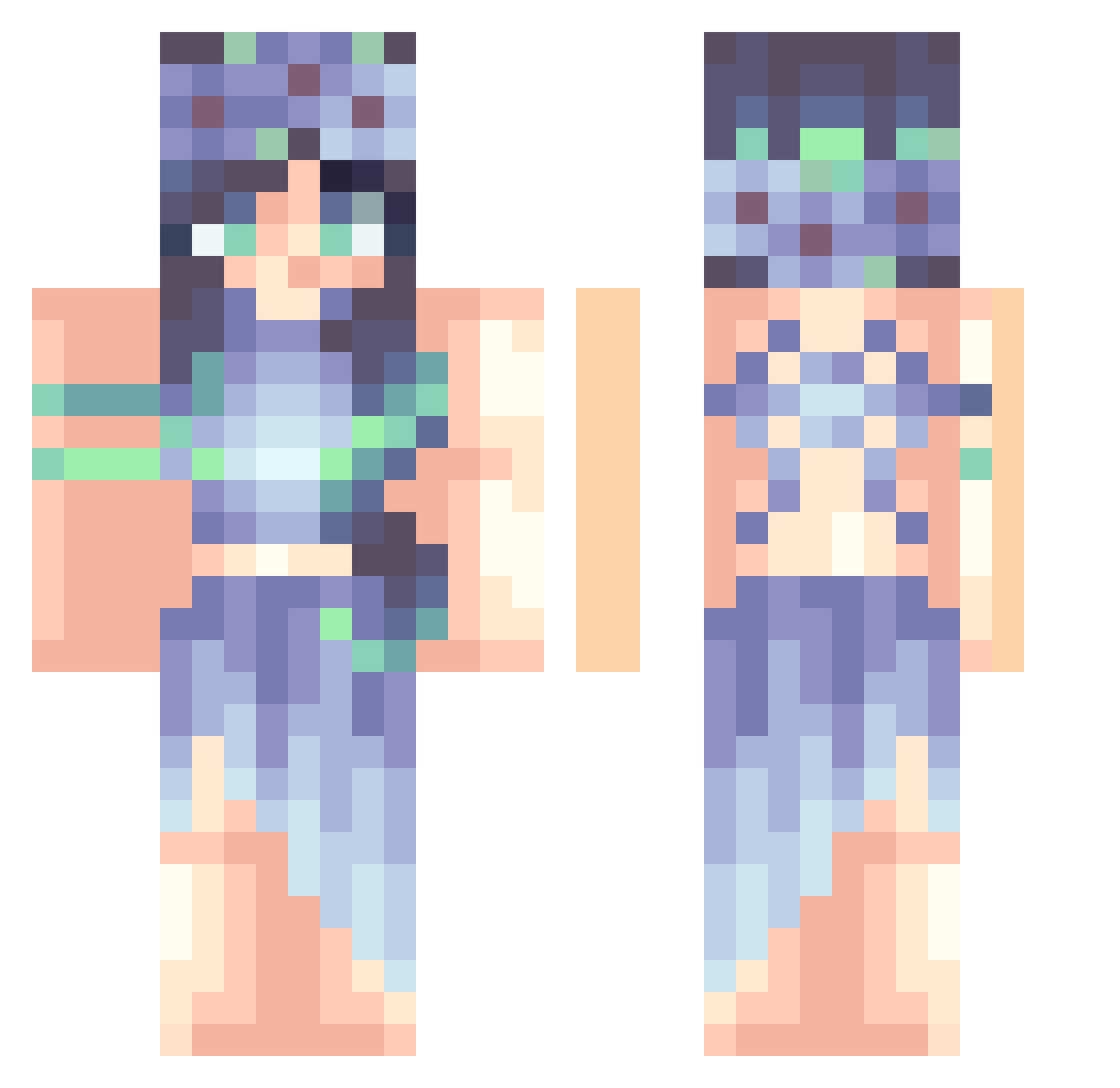 Idaline Minecraft skin, front and back view