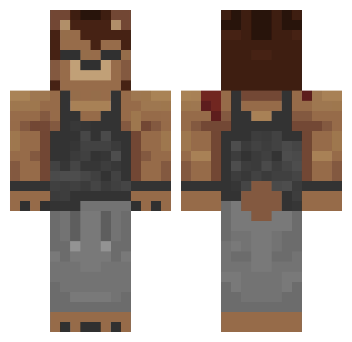 QXmp3 Minecraft skin, front and back view