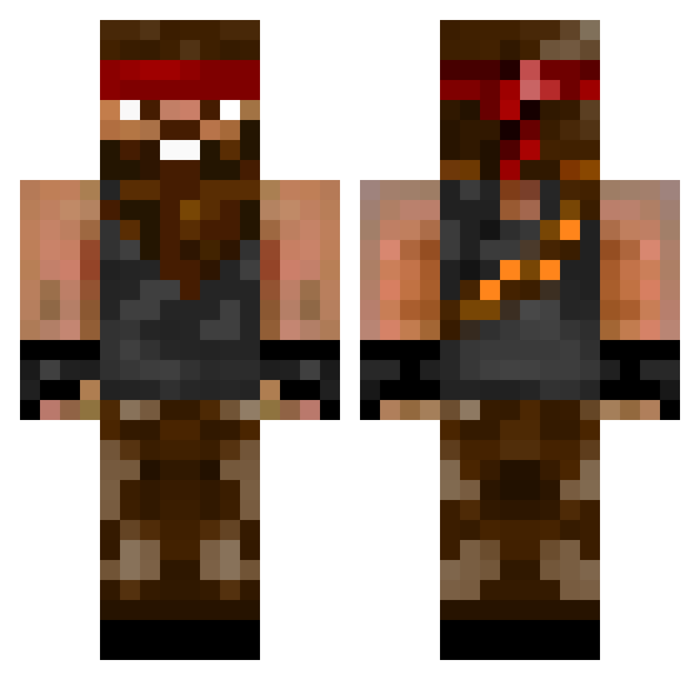 Rhombohedron Minecraft skin, front and back view