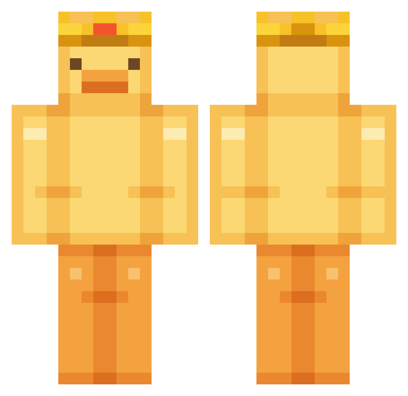 NotKingDuck Minecraft skin, front and back view