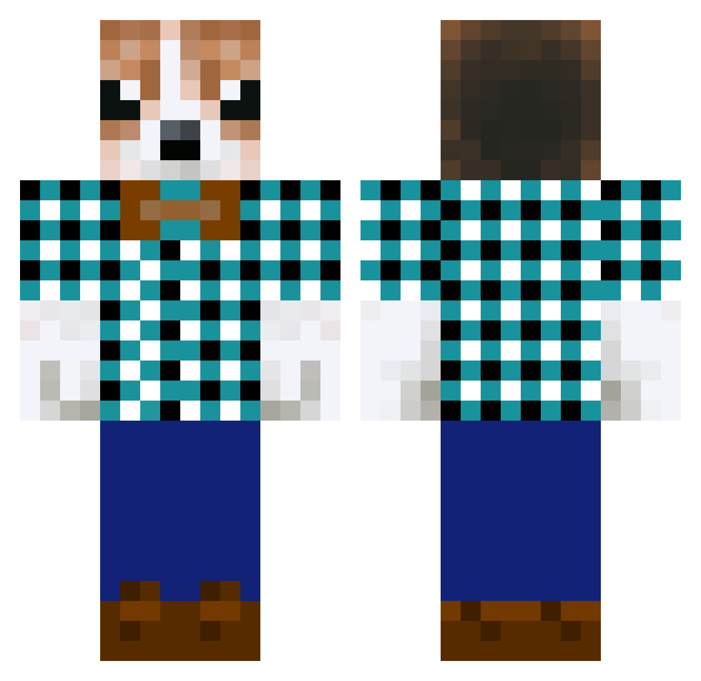 GreenGrapes Minecraft skin, front and back view