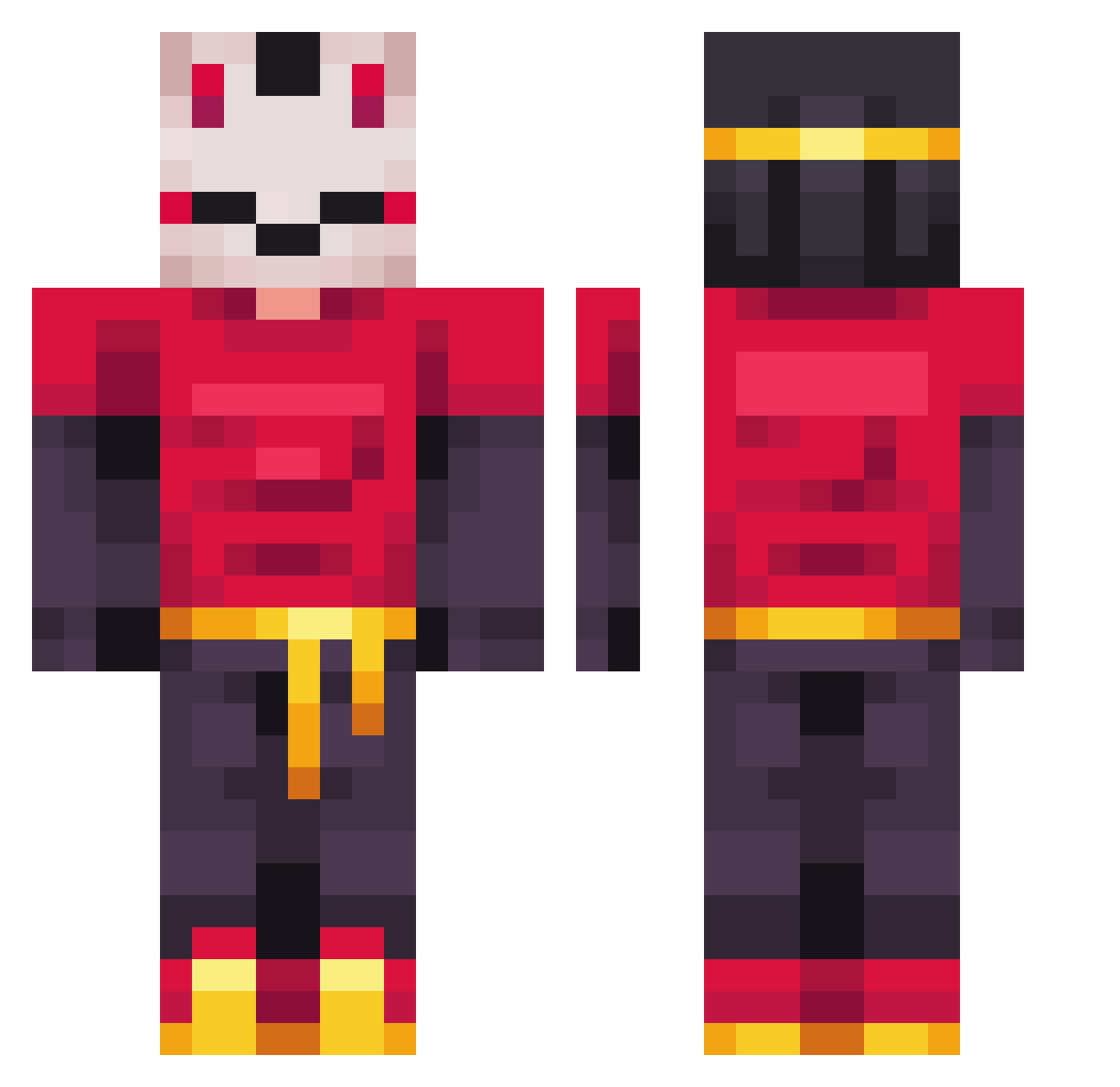 HelloWhatIsIt Minecraft skin, front and back view