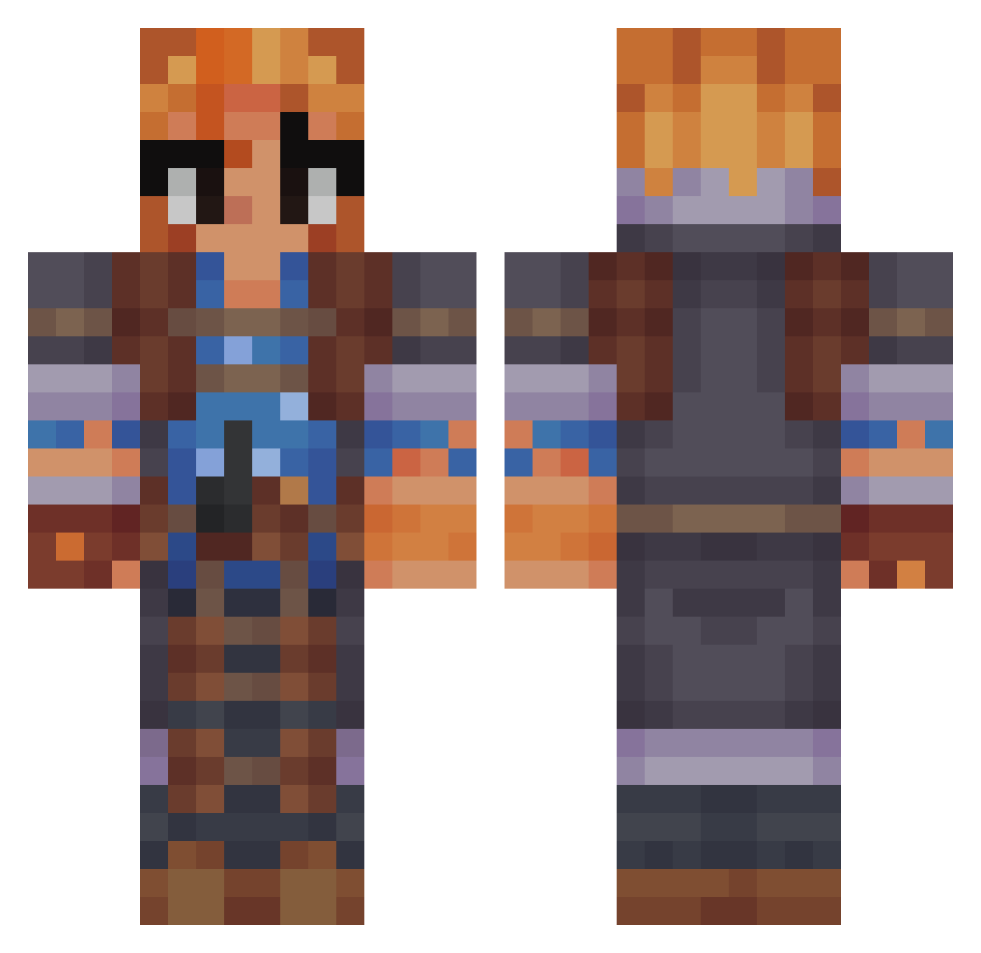 mascarad Minecraft skin, front and back view