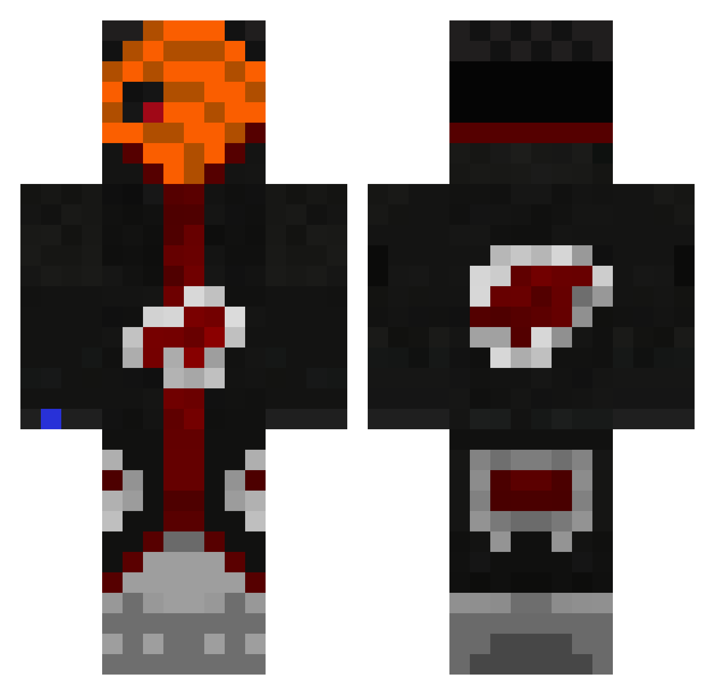 FLAMEPARRY Minecraft skin, front and back view