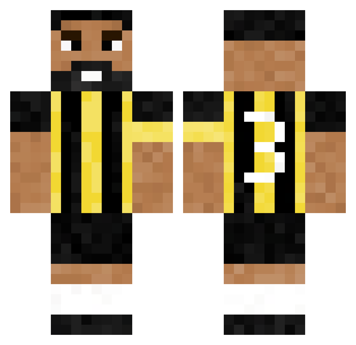 Mannupa Minecraft skin, front and back view