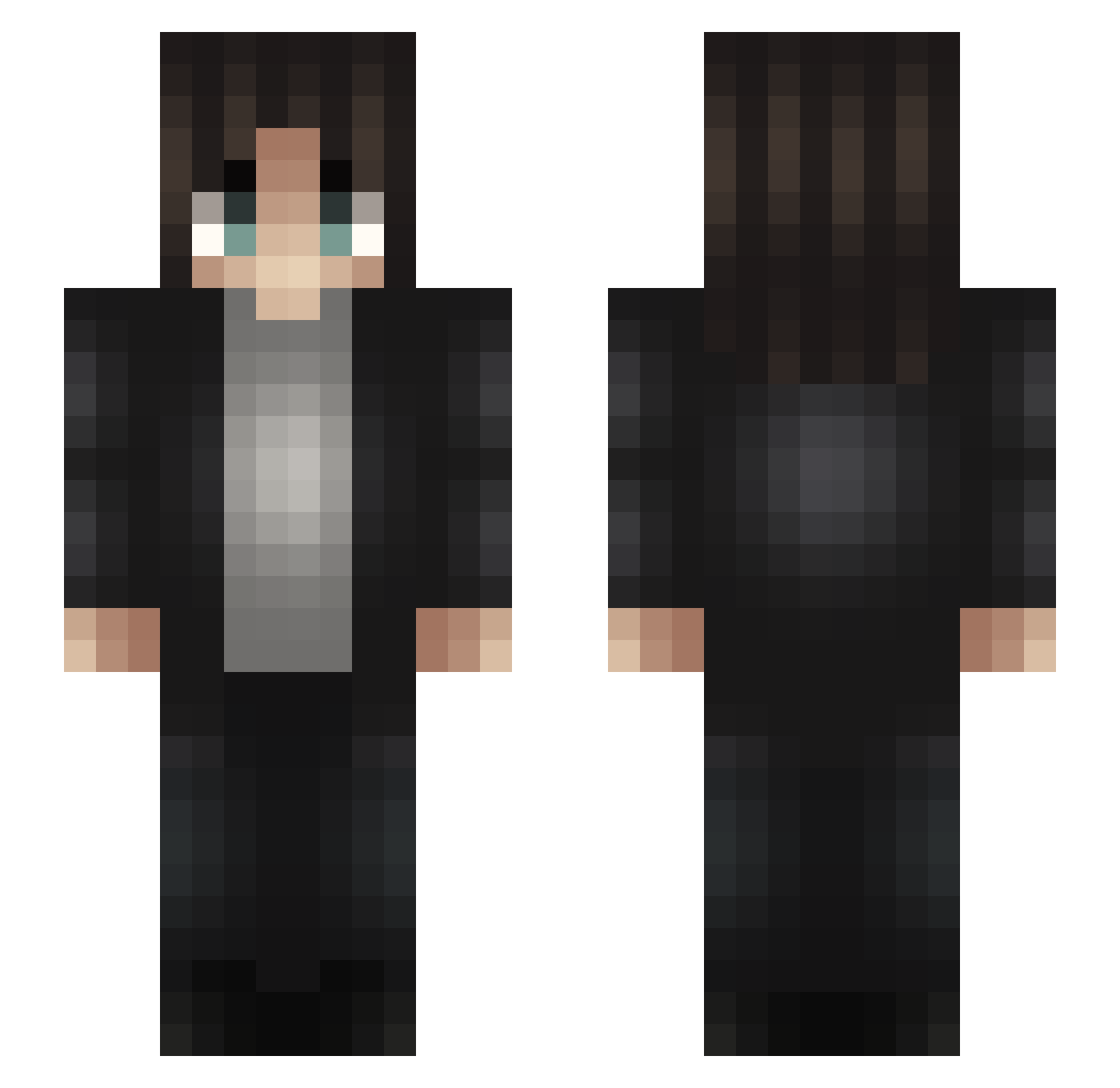 vakxtu Minecraft skin, front and back view