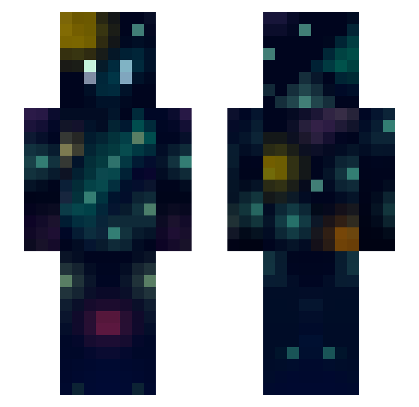 Twinklebe1l Minecraft skin, front and back view