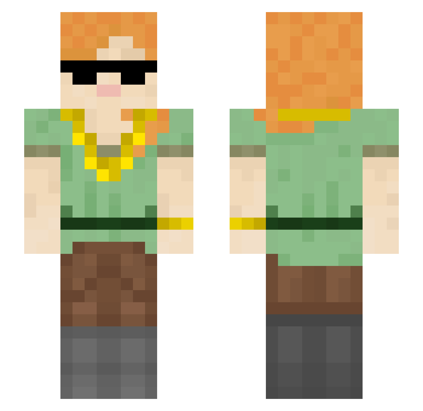 lxnus Minecraft skin, front and back view