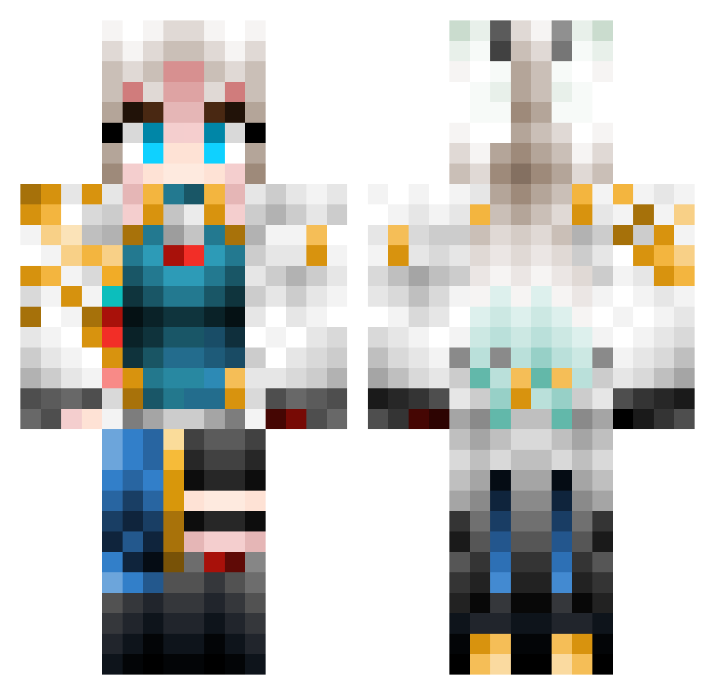 Helix69X Minecraft skin, front and back view