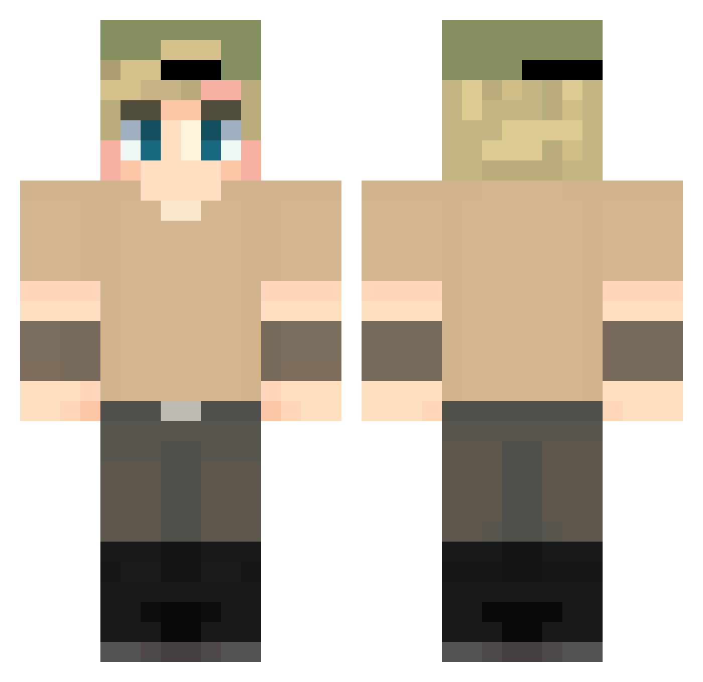 AsleepNotDead Minecraft skin, front and back view