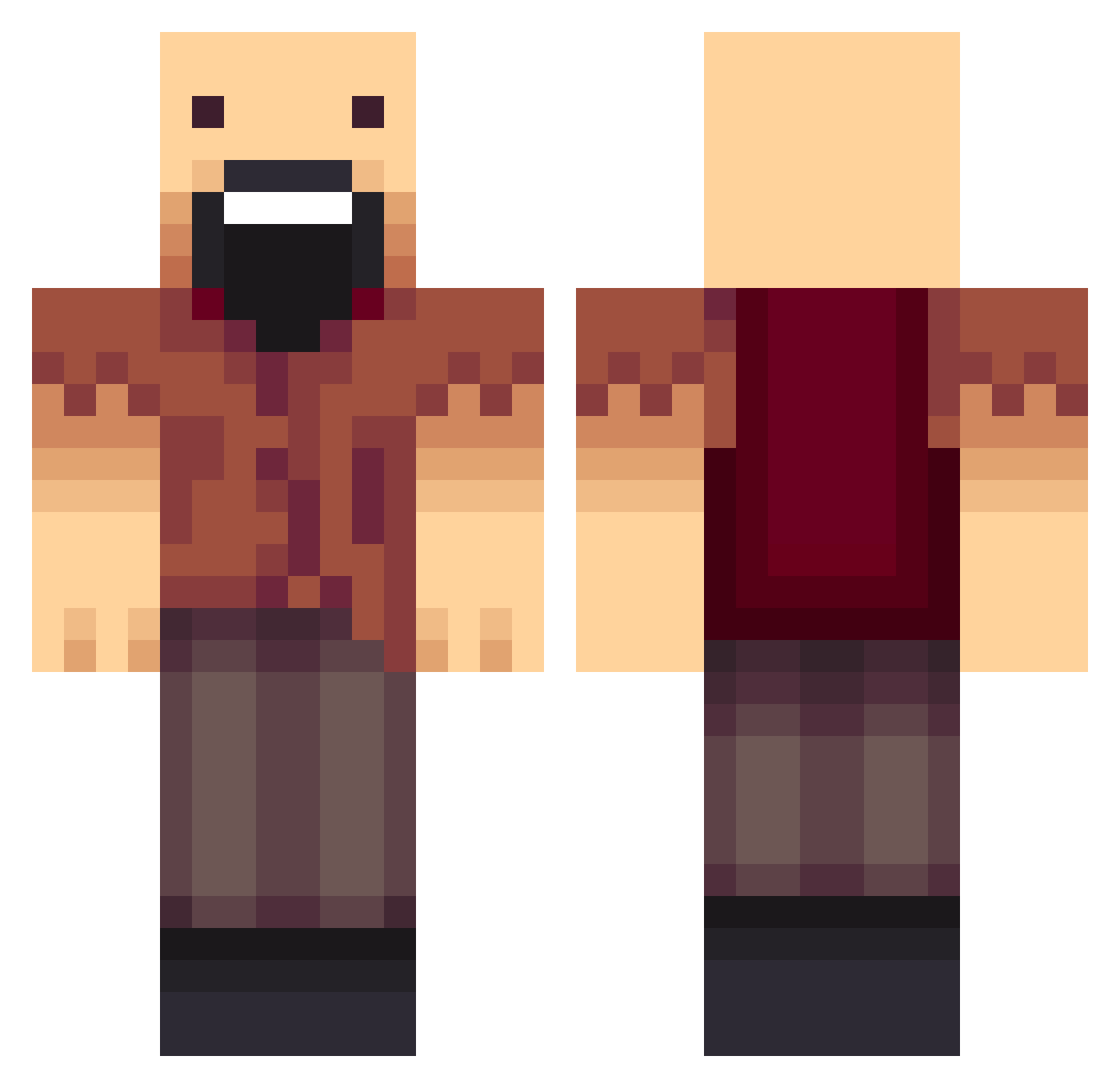 TopNotcher Minecraft skin, front and back view
