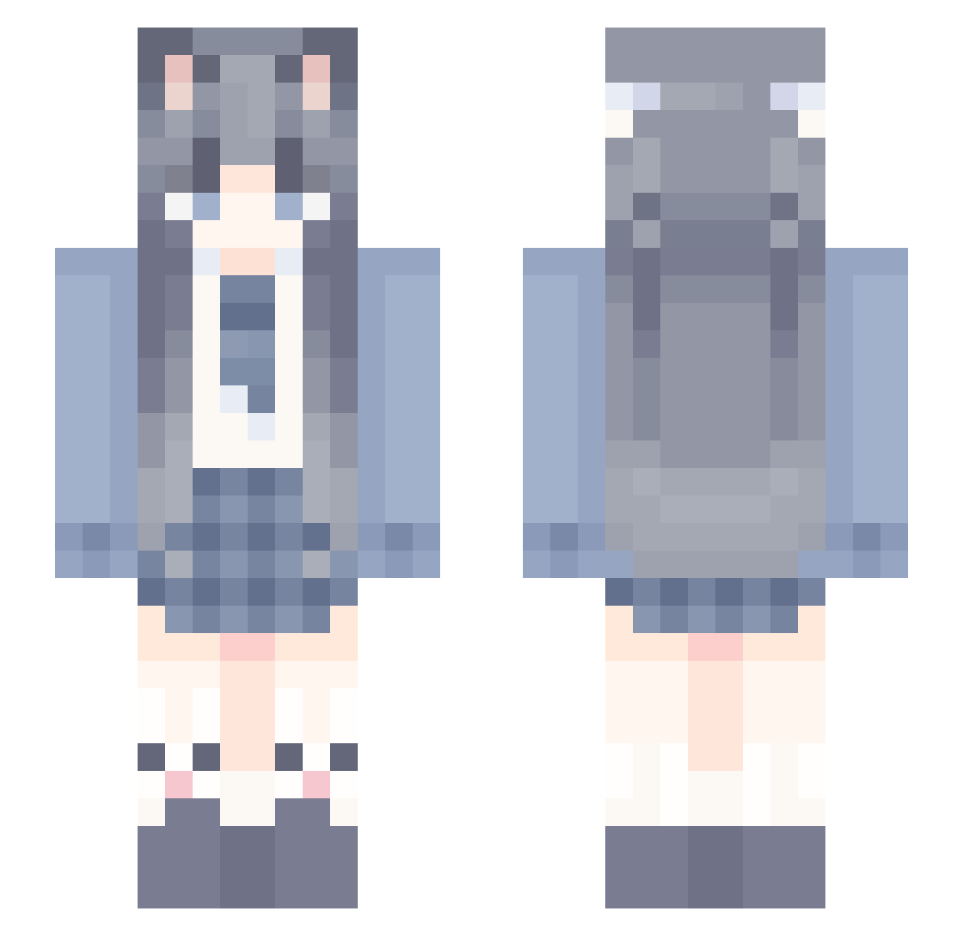 Xiaxiaowan Minecraft skin, front and back view