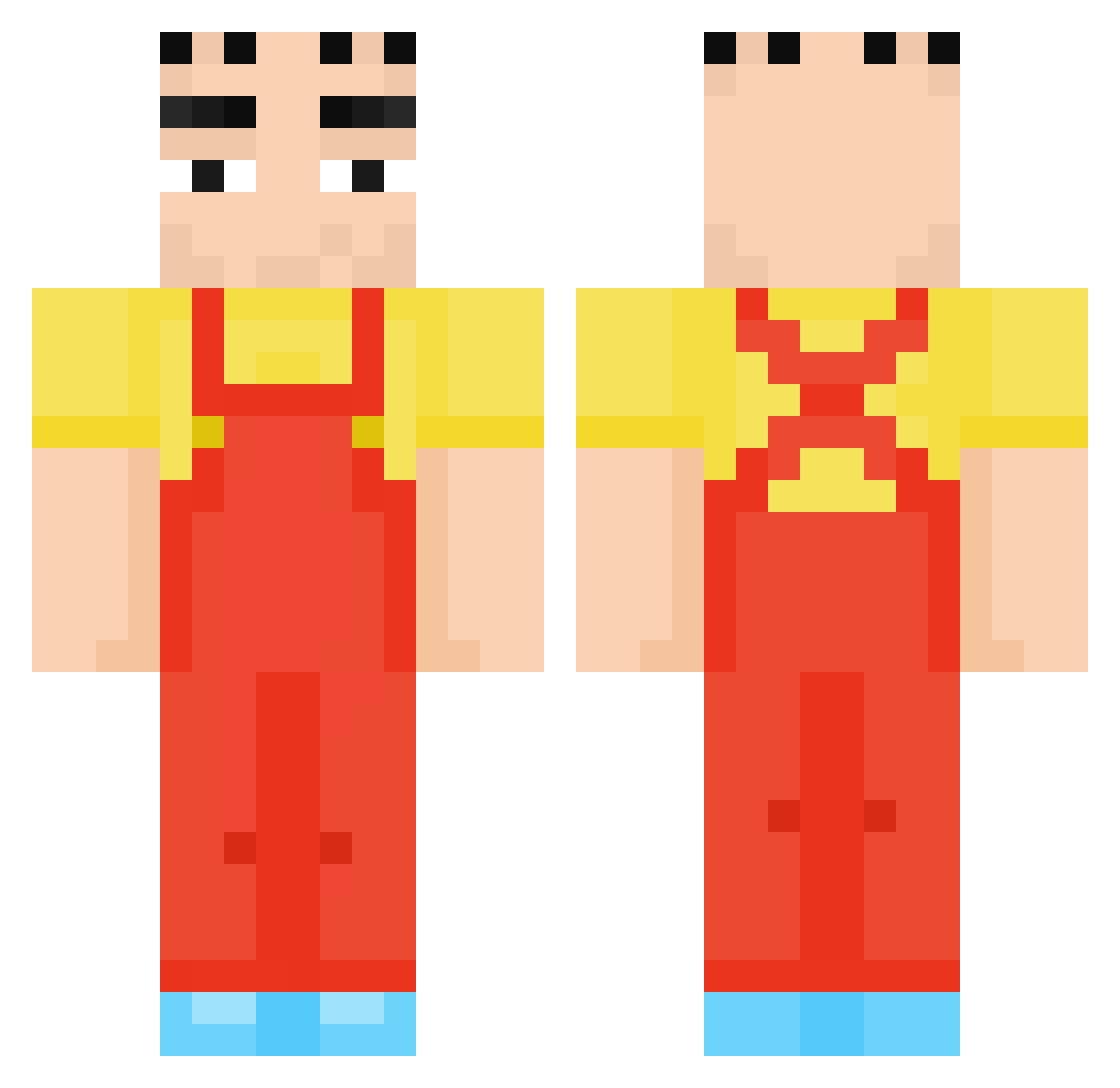 wash_tubs Minecraft skin, front and back view