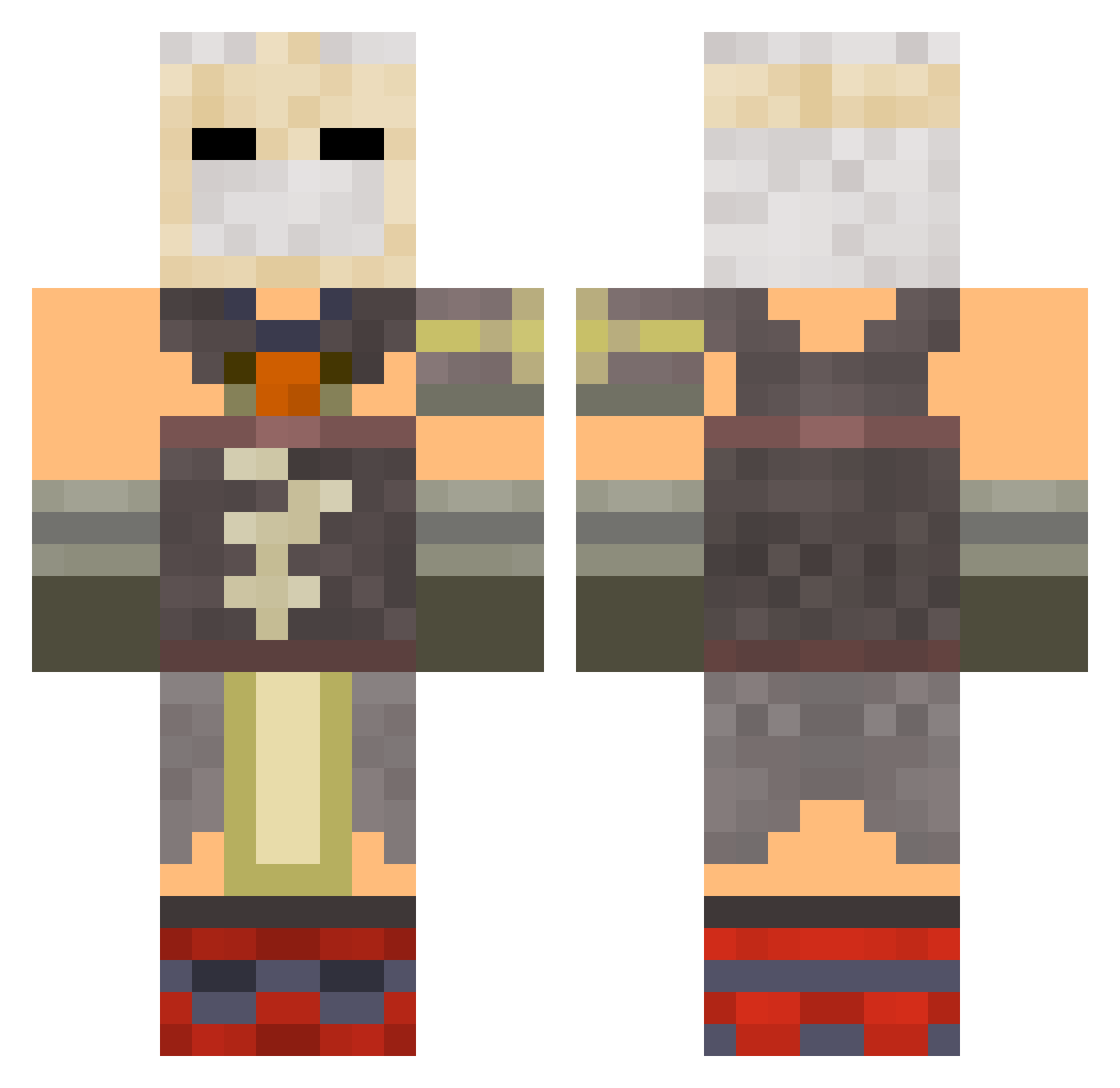 vR_xInSaNiTy Minecraft skin, front and back view