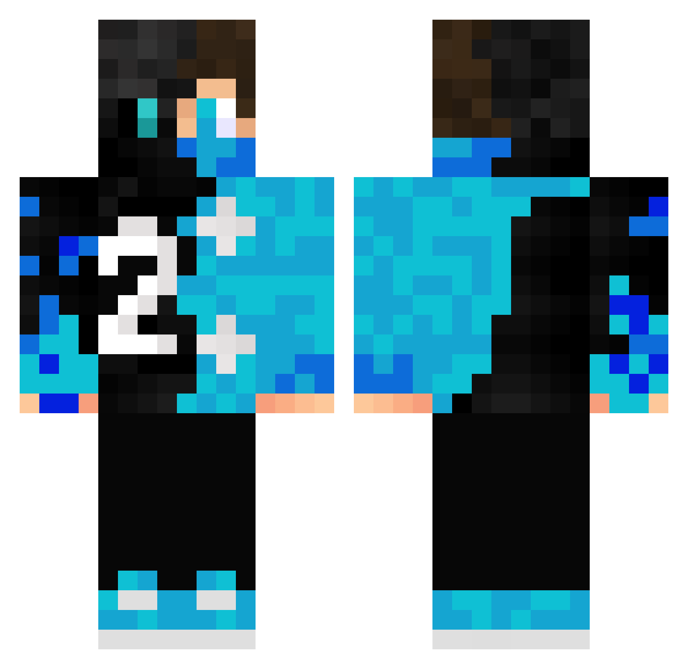 NightmareMax2 Minecraft skin, front and back view