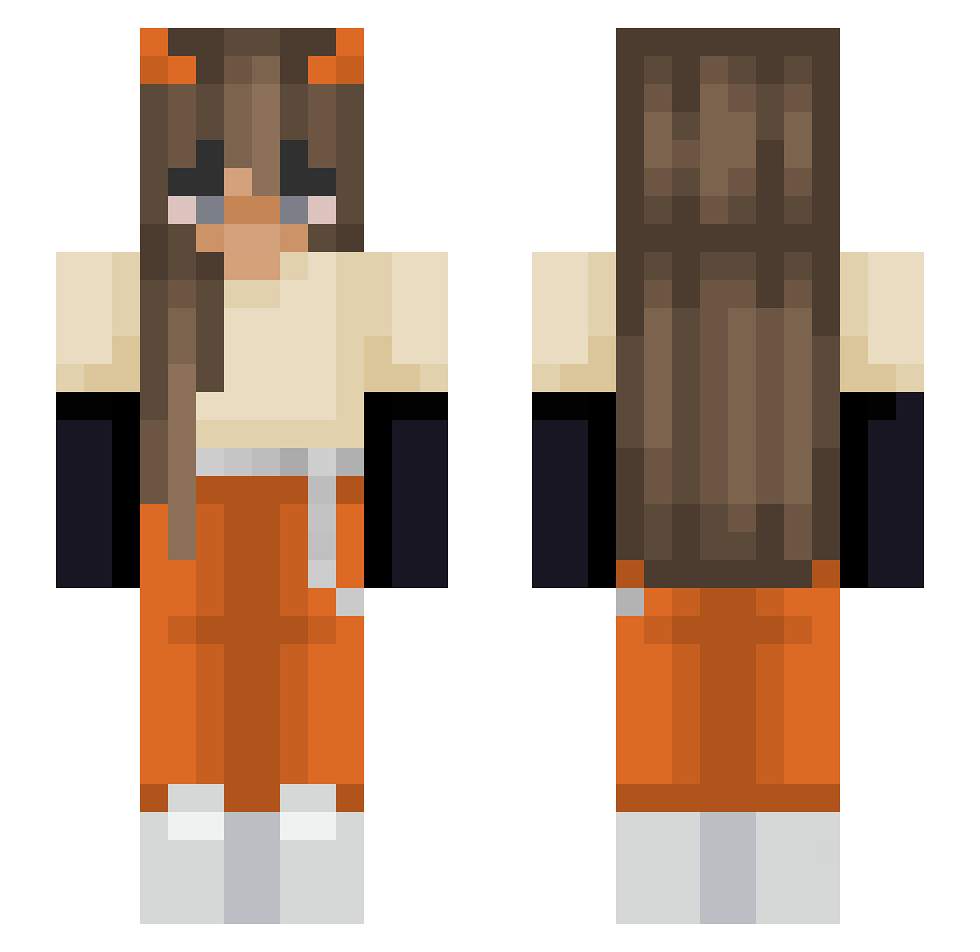 Vaulted Minecraft skin, front and back view