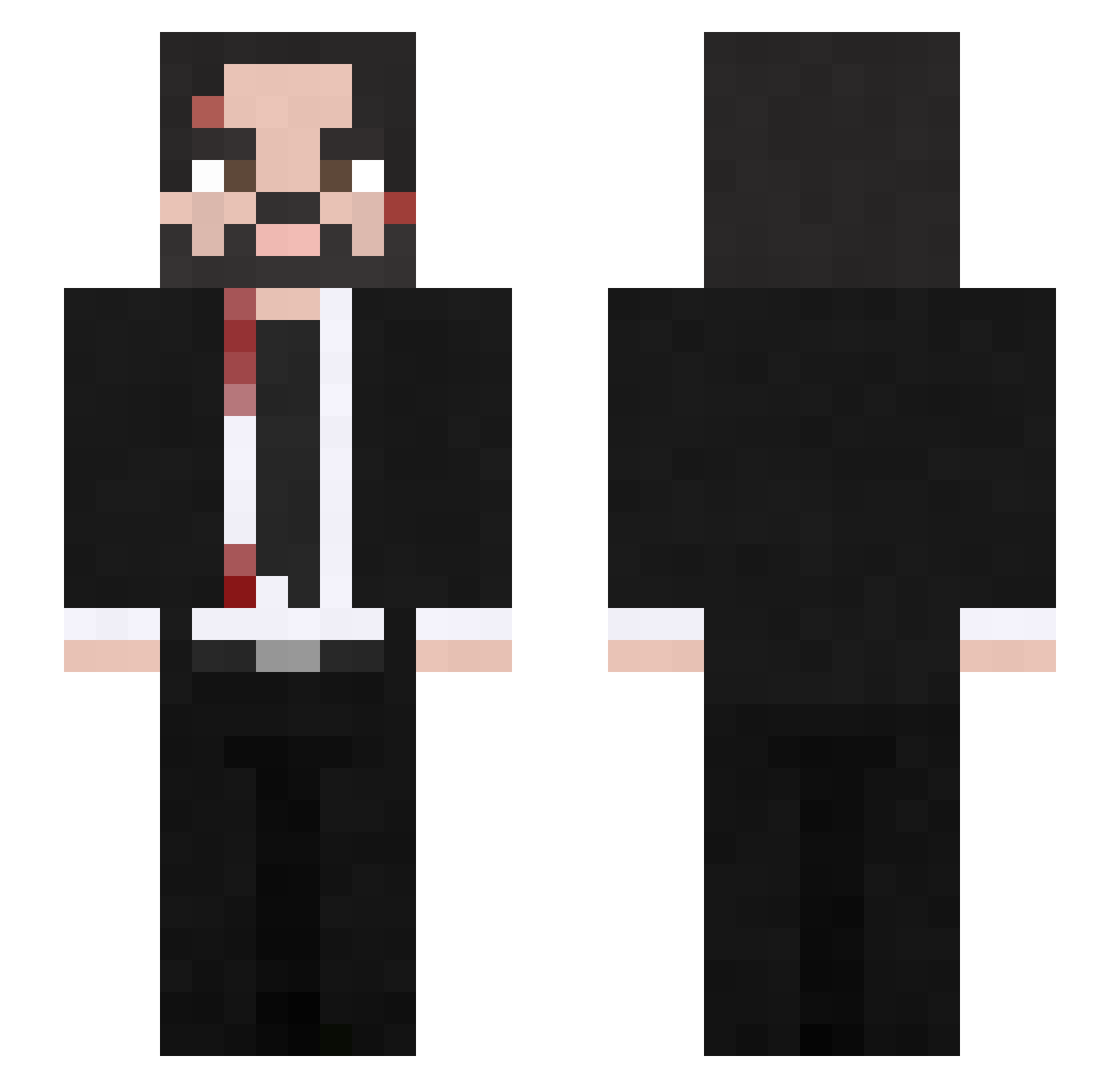 PapaPD Minecraft skin, front and back view