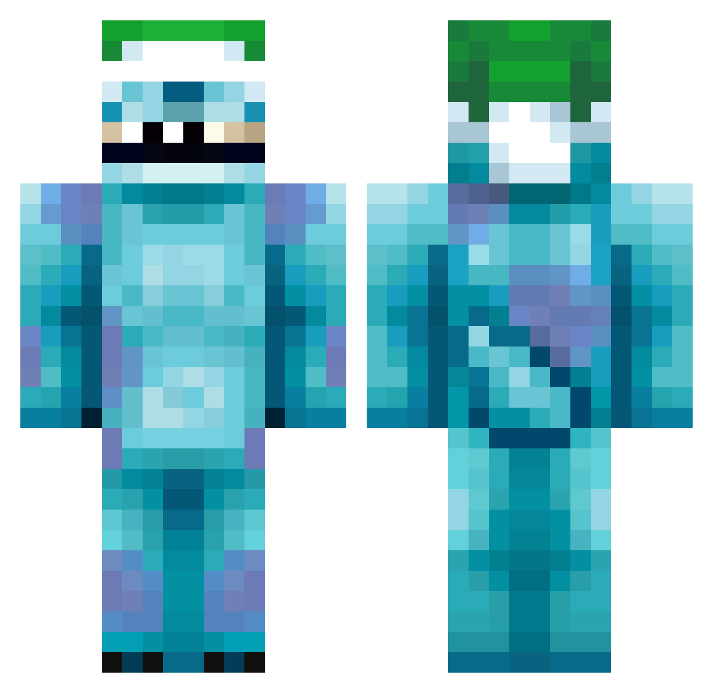 WorKoS Minecraft skin, front and back view