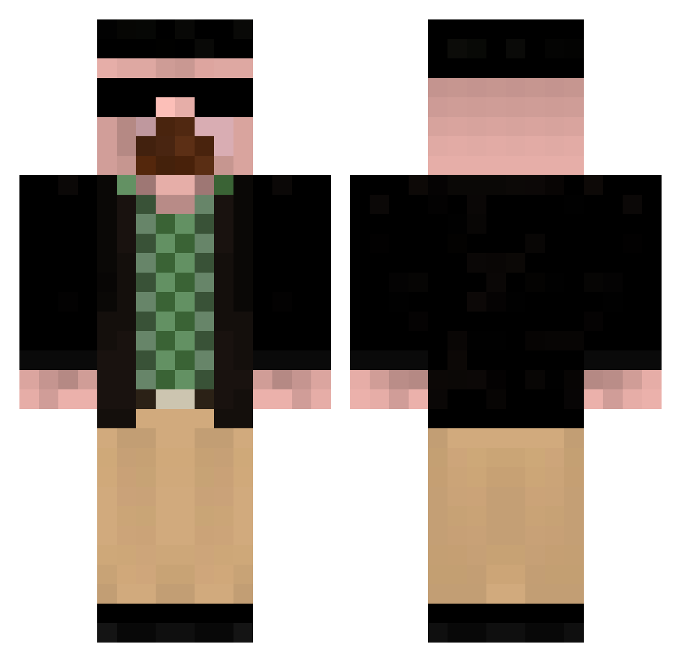 Slothting Minecraft skin, front and back view