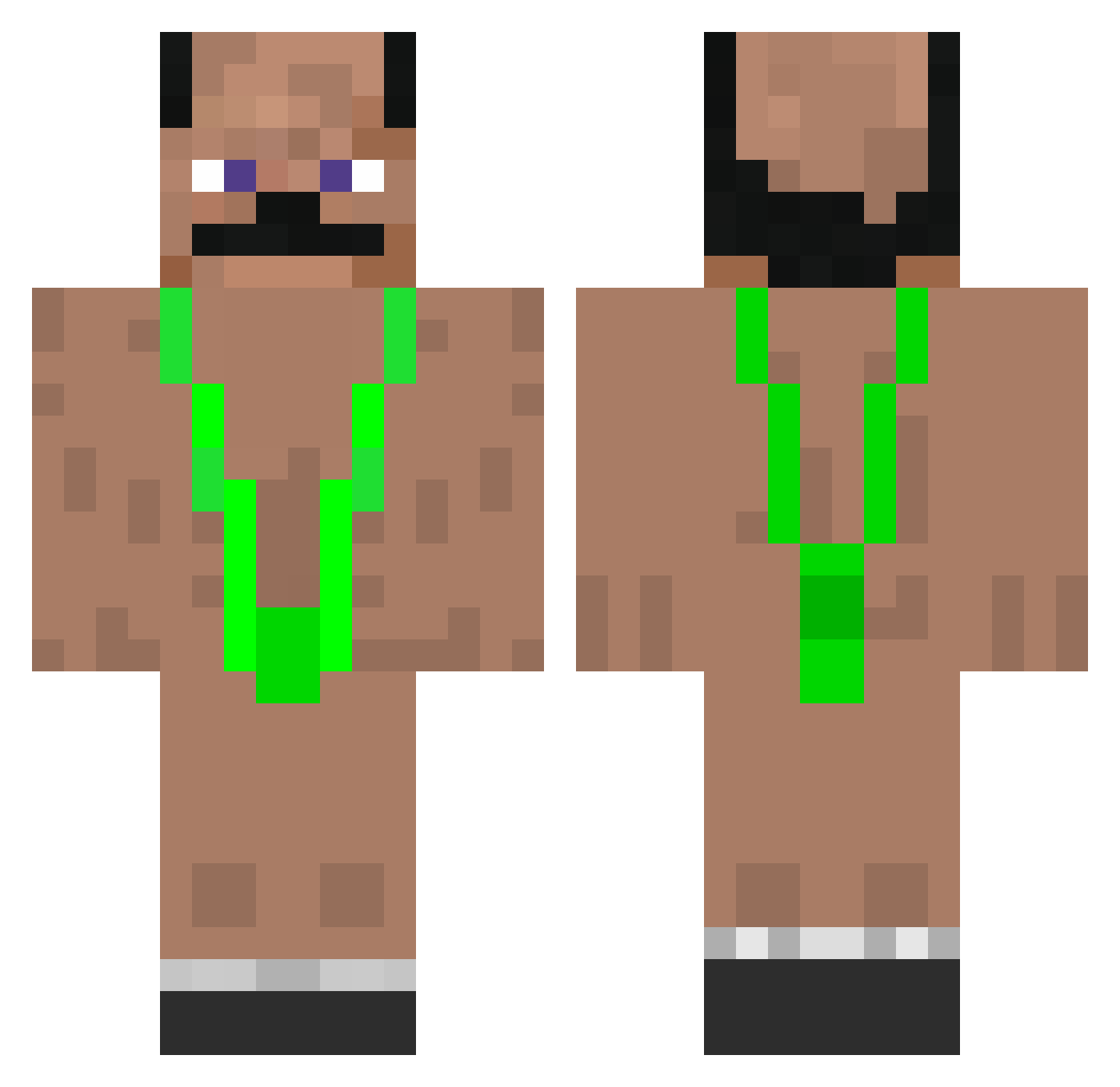 nawoxs Minecraft skin, front and back view