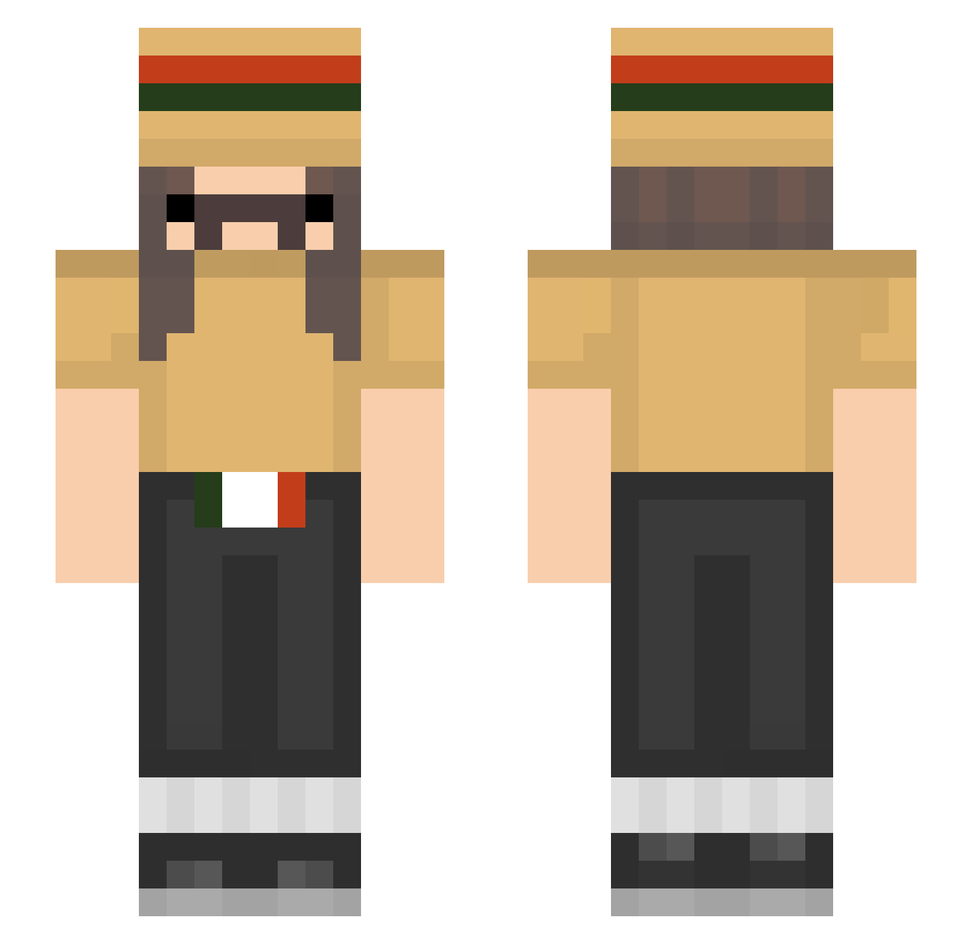 WiseTestie Minecraft skin, front and back view
