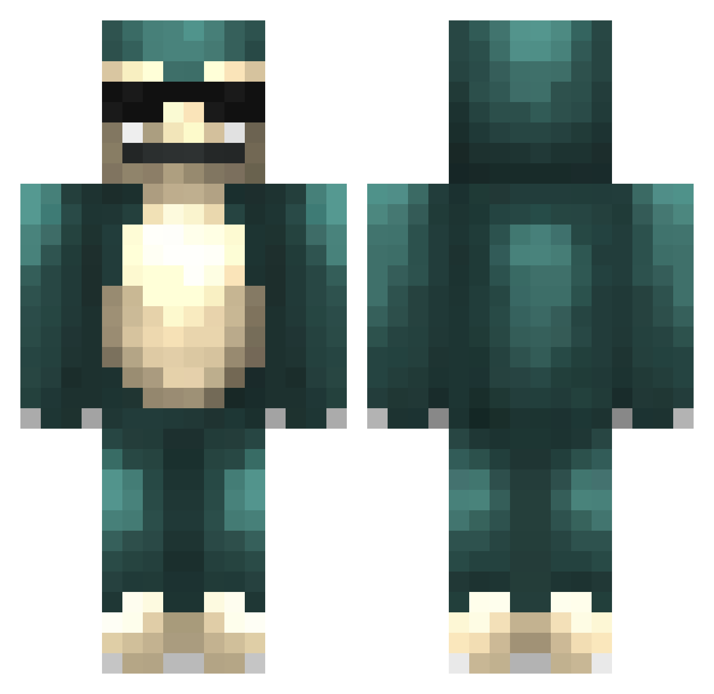 Clawxed Minecraft skin, front and back view