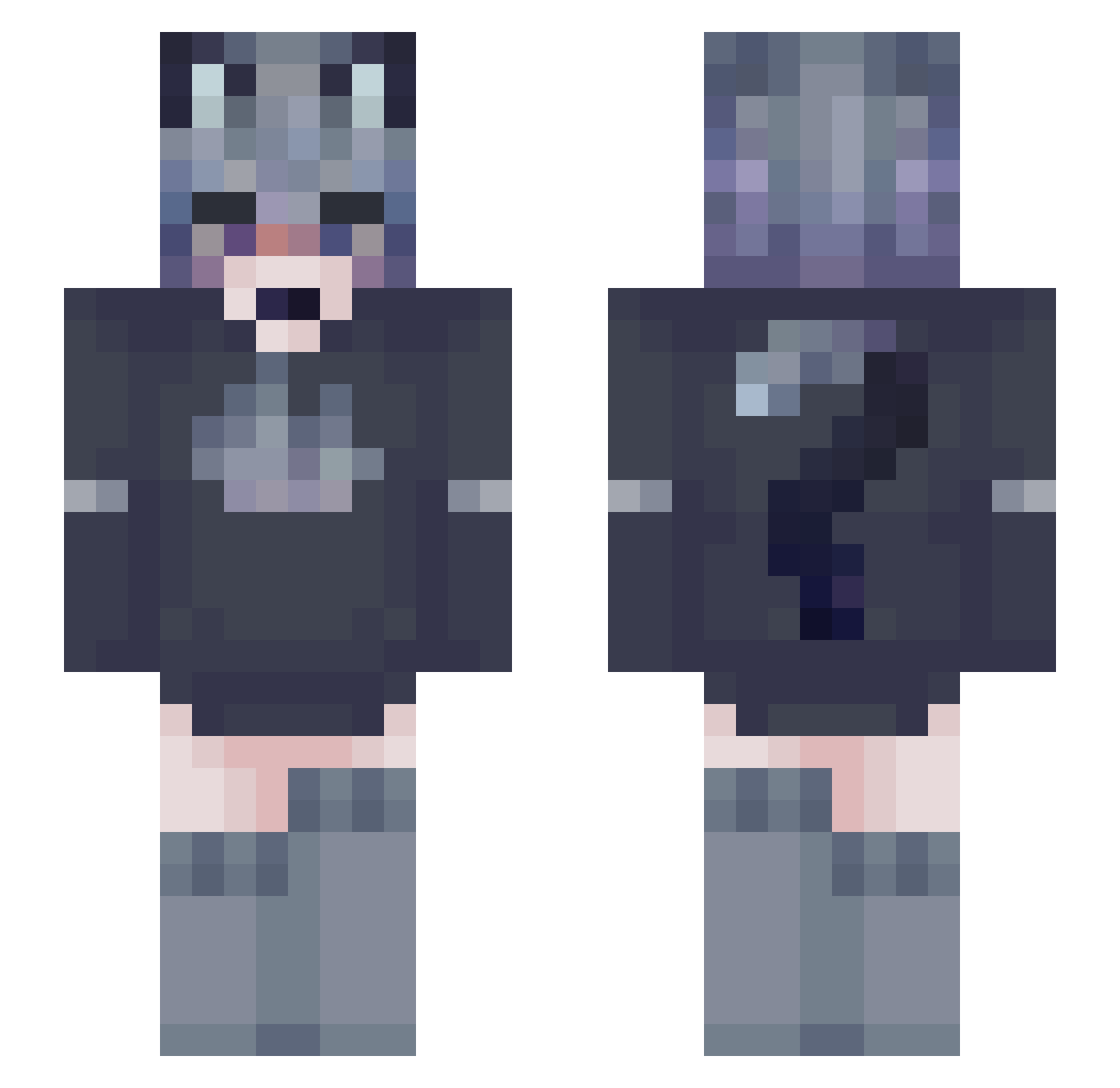 DemonPingu Minecraft skin, front and back view