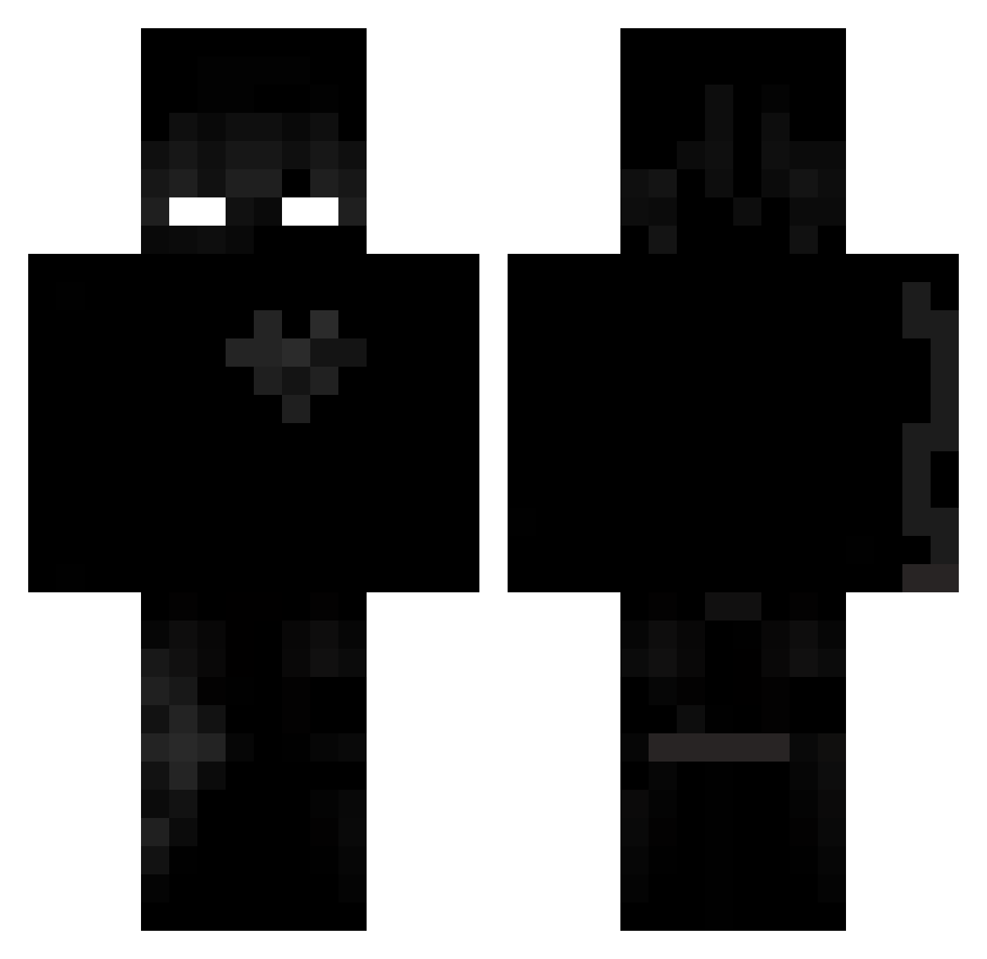 Voxcell Minecraft skin, front and back view