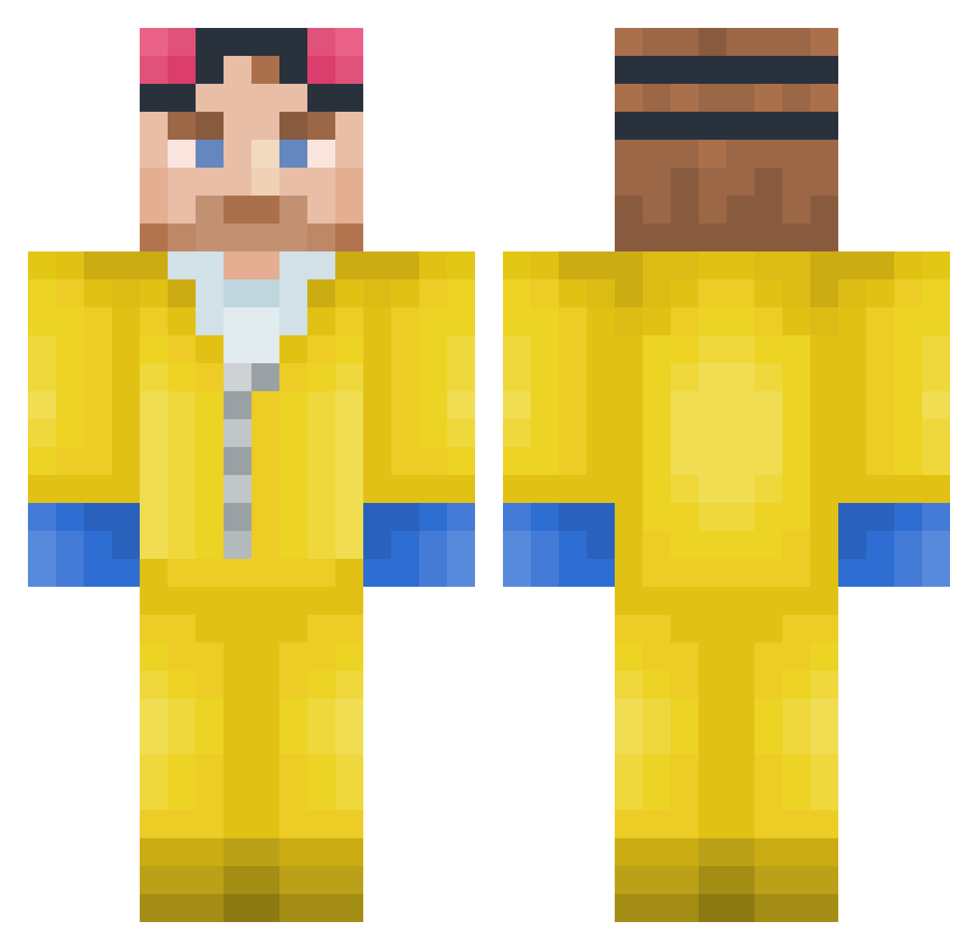 jessepinkmand Minecraft skin, front and back view