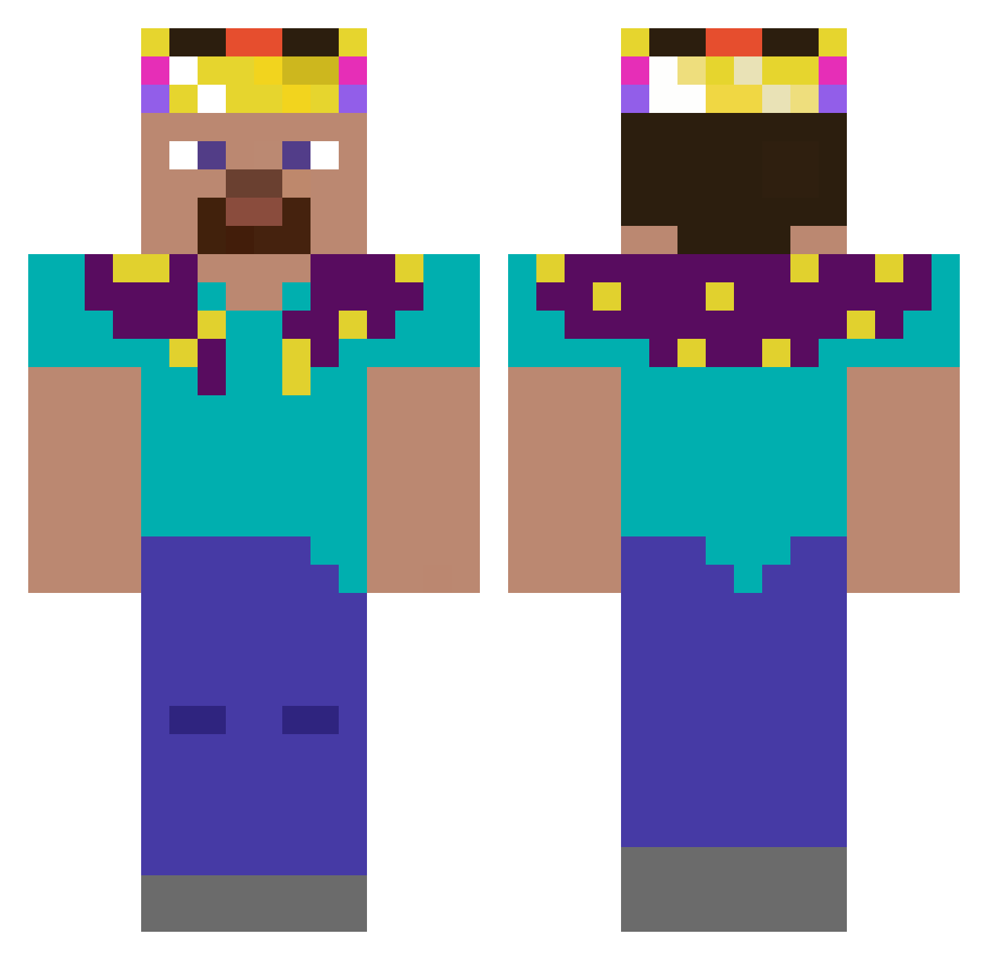 1N3V1T4BL3 Minecraft skin, front and back view