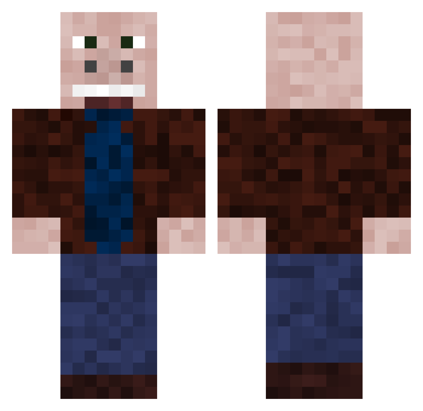Wetmopp Minecraft skin, front and back view