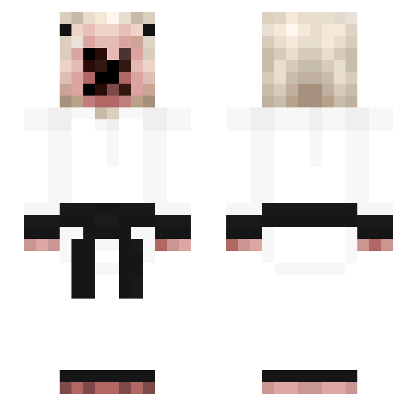 TrashToggled Minecraft skin, front and back view